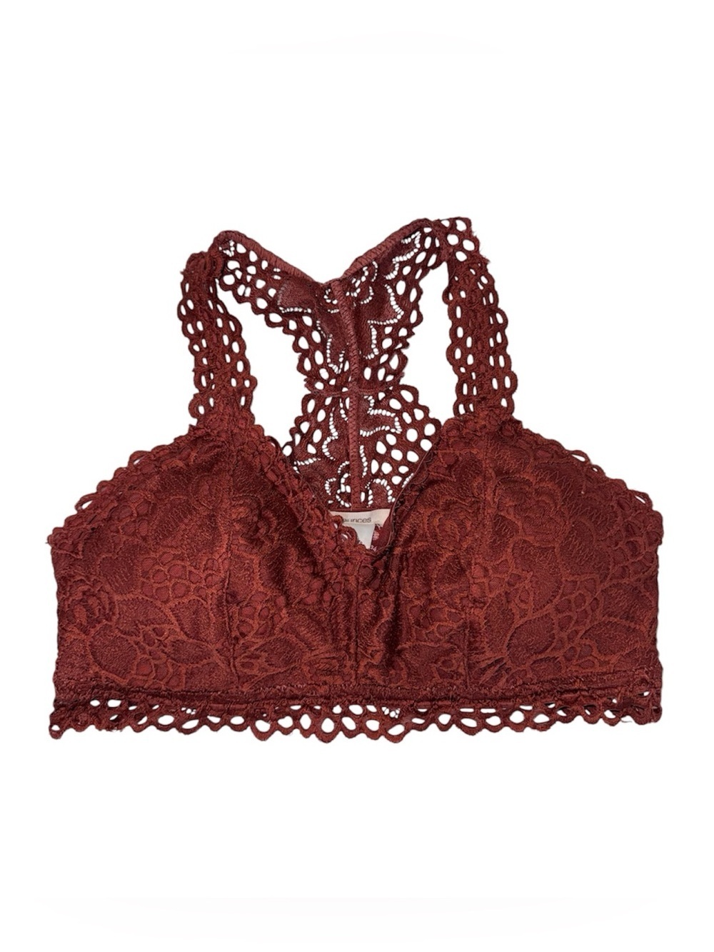 Maurices Rust Brown Eyelet Lace Racerback Bralette Pullover Padded Small Women’s